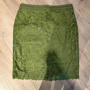 Green Lace Ann Taylor Pencil Skirt